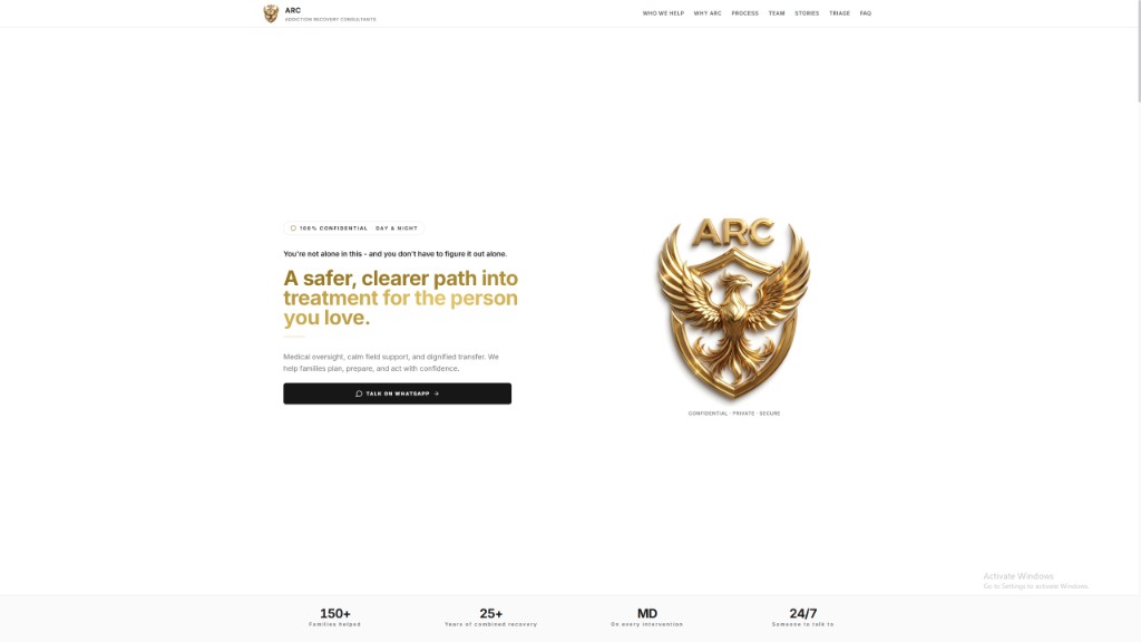 ARC Recovery website screenshot