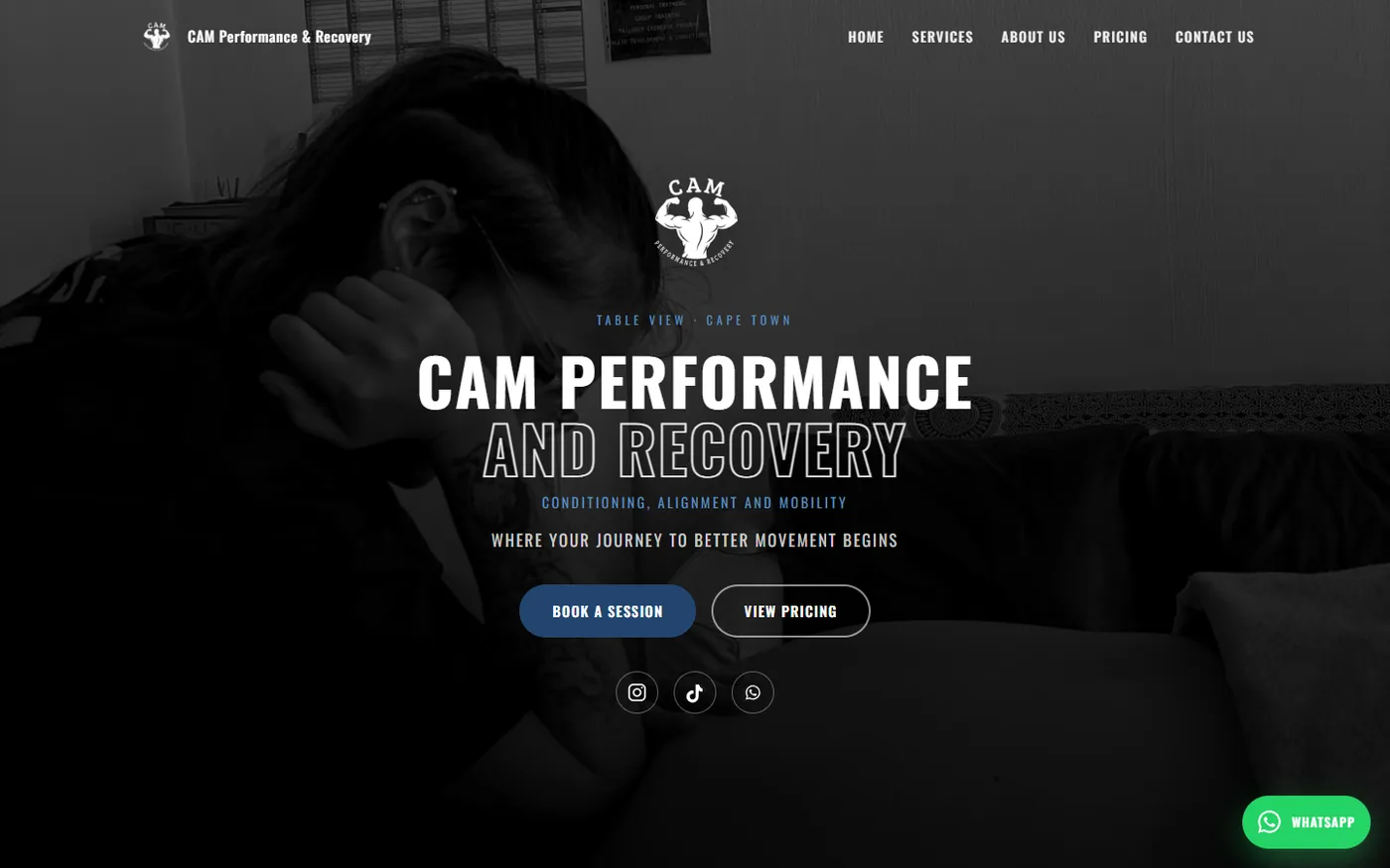 CAM Performance & Recovery website screenshot